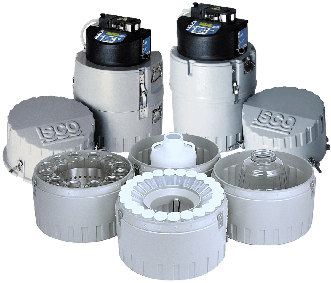 two portable autosamplers with multiple bottle options for composite sampling and sequential sampling