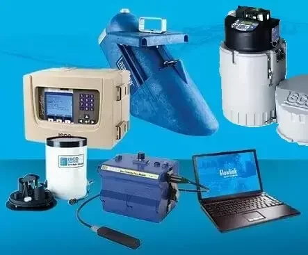 Teledyne ISCO flow monitoring and water sampling equipment including a Signature flow meter, sensors, sampler, and Flowlink software.
