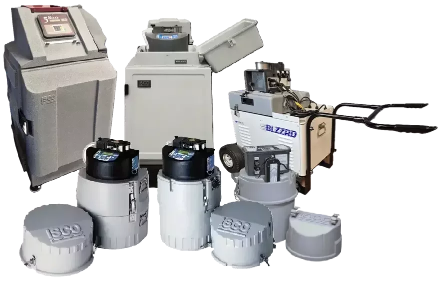 Popular Teledyne ISCO automatic water sampler models including portable, refrigerated, and all-weather sampling systems.