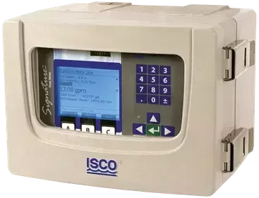Teledyne ISCO Signature flow meter with digital display and keypad for open-channel flow monitoring.